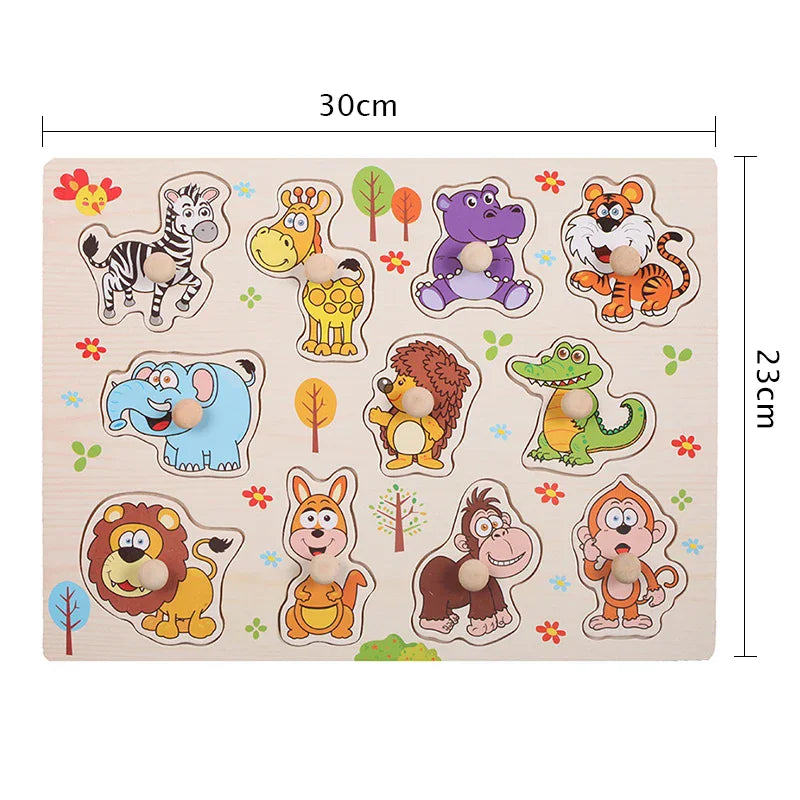 Wooden Fruit & Shape Puzzle Board