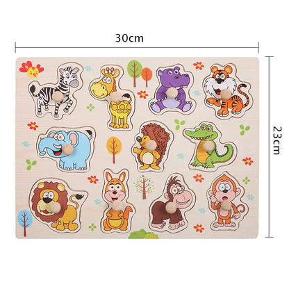 Wooden Fruit & Shape Puzzle Board