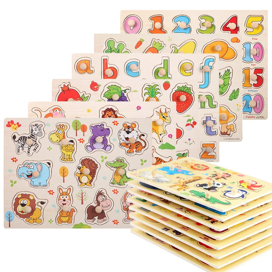 Wooden Fruit & Shape Puzzle Board