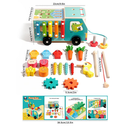 Wooden Farm Truck Activity Toy