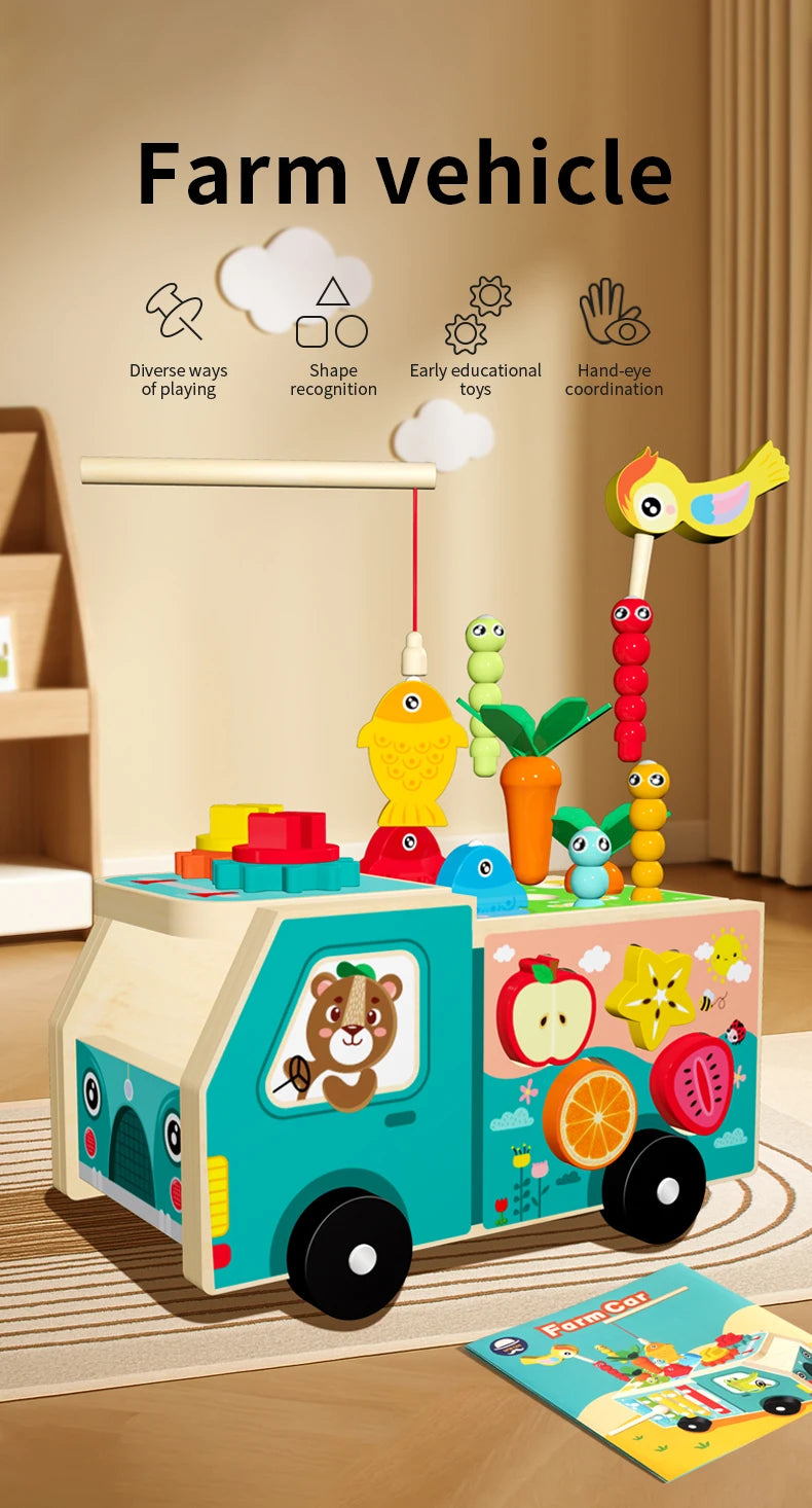 Wooden Farm Truck Activity Toy