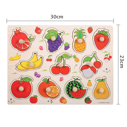 Wooden Fruit & Shape Puzzle Board