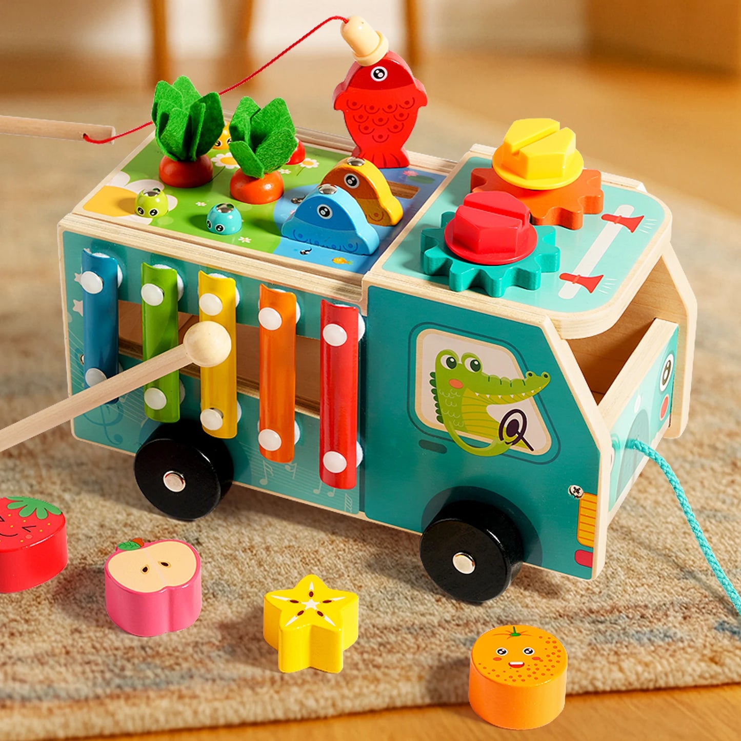 Wooden Farm Truck Activity Toy