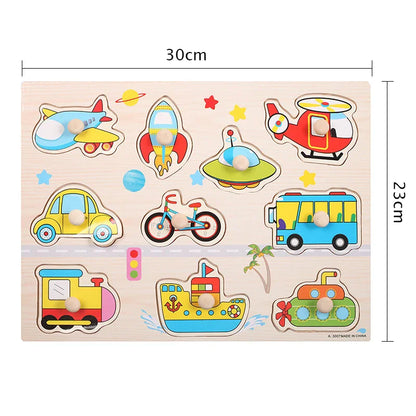 Wooden Fruit & Shape Puzzle Board