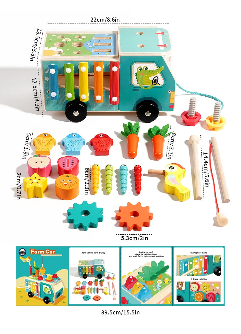 Wooden Farm Truck Activity Toy