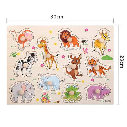 Wooden Fruit & Shape Puzzle Board