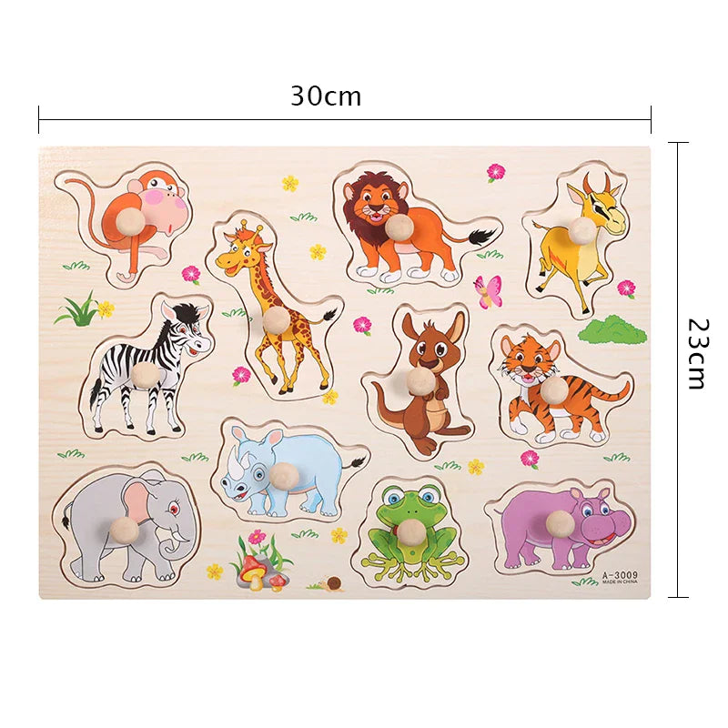 Wooden Fruit & Shape Puzzle Board