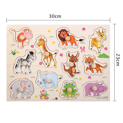 Wooden Fruit & Shape Puzzle Board
