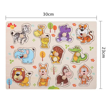 Wooden Fruit & Shape Puzzle Board