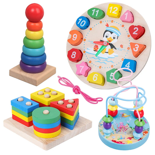 Wooden Montessori Sorting & Stacking Toy Set for Toddlers