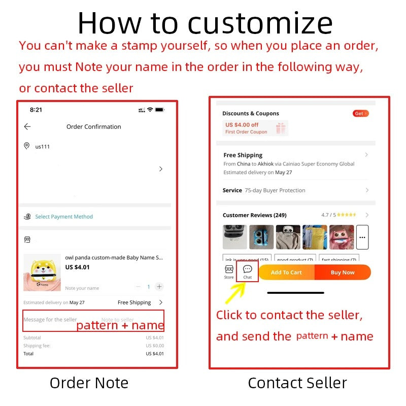 Children's Name Seal Custom Student's Name Stamp